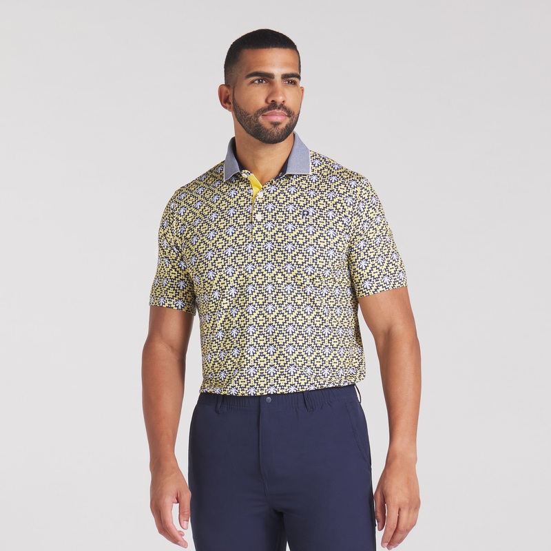 Puma x PTC Tile Golf Polo Red Fire / Sunny Yellow S