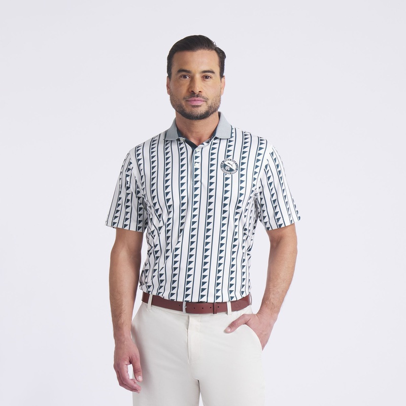 Reigning Champ MATTR Golf Polo Warm White / Green Terrain XXL