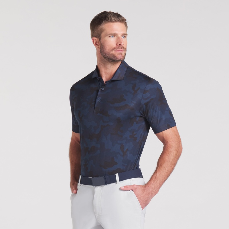 Volition Camo Golf Polo Deep Navy S