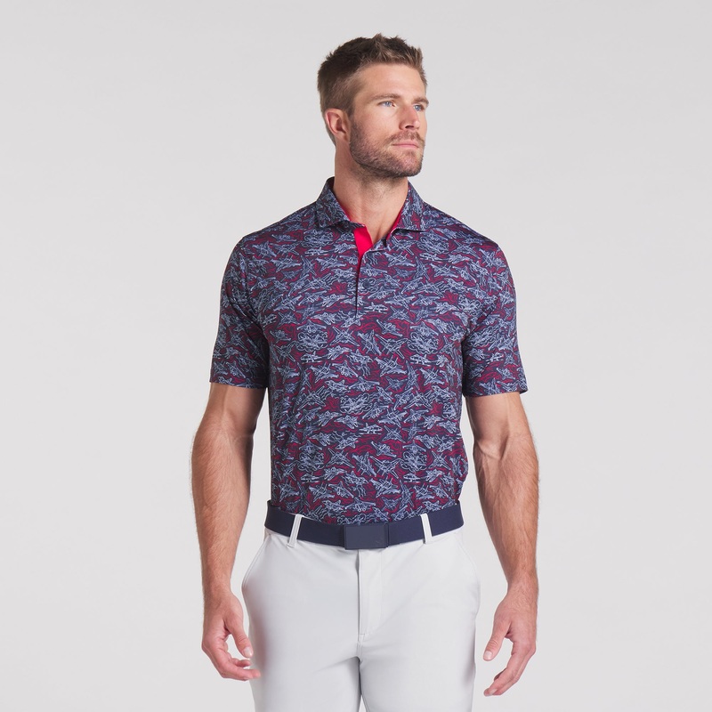 Volition Jet Lines Golf Polo Deep Navy S