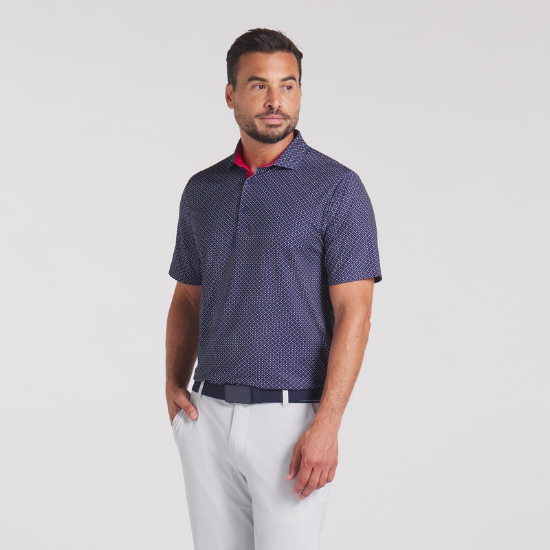 Volition Micro Star Golf Polo Deep Navy S