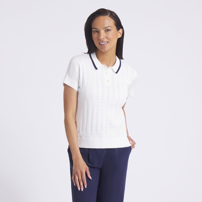 Women’s AP Pointelle Golf Polo Deep Navy XXL